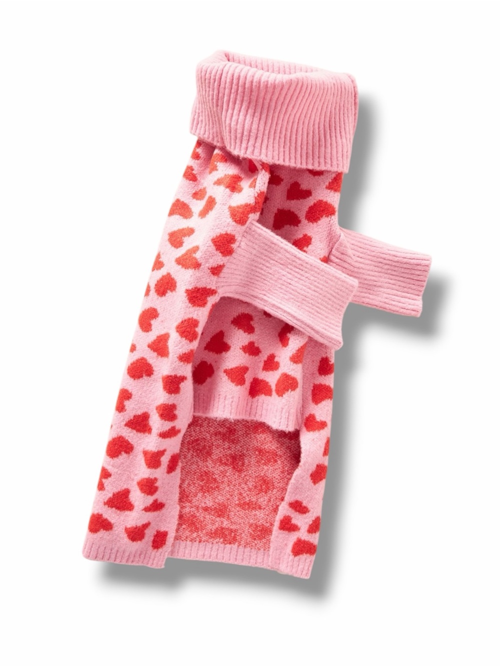 Free People x Little Beast The Love Dog Sweater in Pink & Red Hearts Size XL NWT